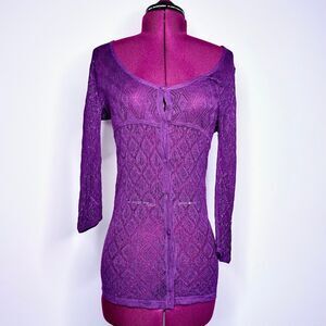 Sfera Purple Diamond Lace Button Up Babydoll Cardigan Size M Fairycore Whimsy